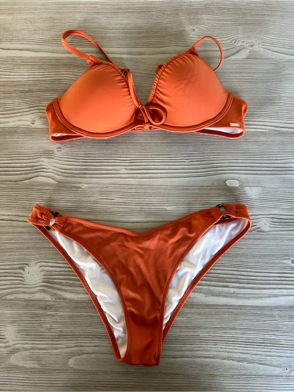 PINK Victoria's Secret Orange Push-Up Bikini Set